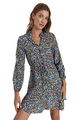 Trendyol Damen Woman Mini Standard High Neck Woven Dress Kleid, Multi-Color, 36 von TRENDYOL