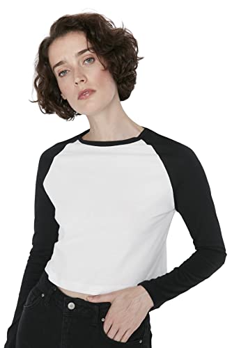 Trendyol Damen Woman Regular Standard Crew Neck Knit T-Shirt Hemd, Ecru, Small von TRENDYOL