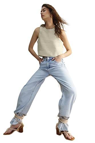 Trendyol Damen Woman Woven Bustier BH, beige, Large von TRENDYOL