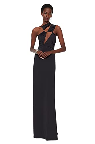 Trendyol Damen Women Evening Dress Shift Fitted Knit Abendkleid, Black, s von TRENDYOL