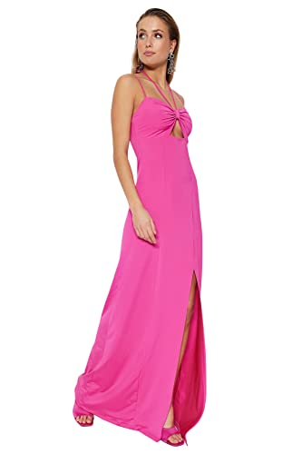 Trendyol Damen Women Evening Dress Shift Fitted Knit Abendkleid, Fuchsia, 36 von TRENDYOL