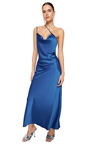 Trendyol Damen Women Fitted Woven Evening Dress Frauen Shift tailliertes gewebtes Abendkleid, Sax, s von TRENDYOL