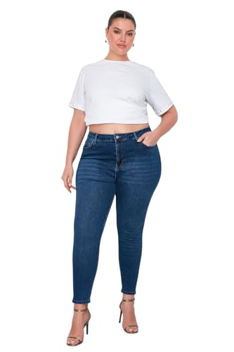 Trendyol Damen Women High Waist Skinny fit Plus Size Jeans Hose, Light Blue, 70 Größen von TRENDYOL