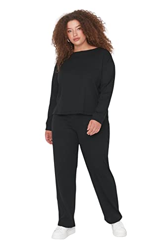 Trendyol Curve Schwarz Thessaloniki Knitted Plus Size Pajamas Set Tbbaw23Ai00002 von TRENDYOL