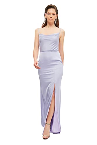 Trendyol Damen Women Regular fit Woven Evening Dress Maxi Shift Normal geschnittenes, gewebtes Abendkleid, Lilac, 60 von TRENDYOL