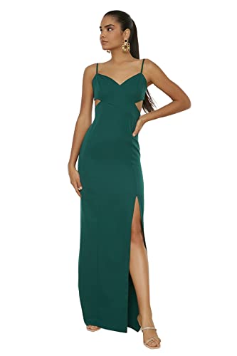 Trendyol Damen Women Woven Evening Dress Midi Shift Regular Fit gewebtes Abendkleid, Smaragd, 36 von TRENDYOL