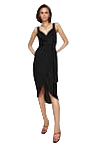 Trendyol Damen Women Wrapover Regular fit Woven Dress Midi-Wickelkleid mit normaler Passform, Black, 40 von TRENDYOL