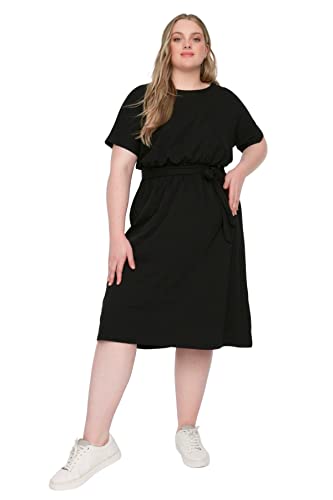 Trendyol Damen Women line Dress Mini A-Linie Relaxed Fit Knit Plus Size Kleid, Black, 4XL Größen von TRENDYOL