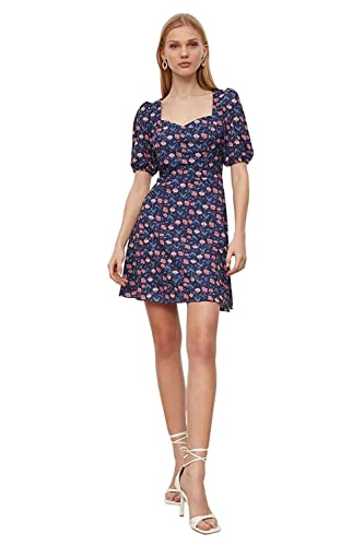 Trendyol Damen Women line Regular fit Woven Dress Mini-A-Linien-Webkleid mit normaler Passform, Marineblau, 40 von TRENDYOL