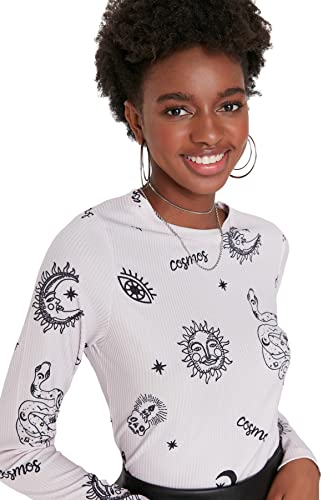 Trendyol Damen Young Regular Rundhals Strickbluse Hemd, beige, Small von TRENDYOL