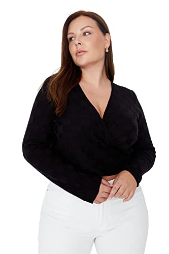 Trendyol Damen Zweireihiger normaler Pullover in Übergröße Sweatshirt, Schwarz, XL Größen Trendyol Damen Zweireihiger normaler Pullover in Übergröße Sweatshirt, Schwarz, XL Größen von TRENDYOL