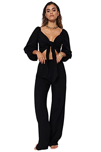 Trendyol Damen Zweiteiliges Set-Schwarz-Regular Hemd, 62 von TRENDYOL