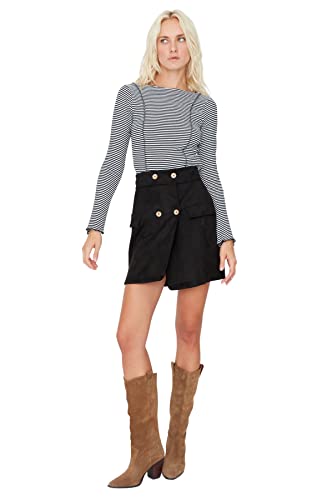Trendyol Women's Damen Mini A-Linie Eng Gestrickt Rock Skirt, Black, M von TRENDYOL
