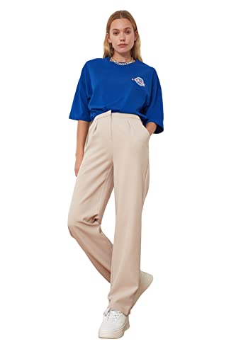 Trendyol Women's High Waist Straight Pants, Stone, 38 von TRENDYOL