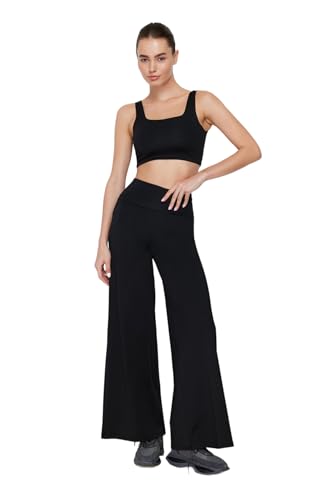 TRENDYOL Damen Trendyol Herren Sportswear Mittlerer Bund Wide Leg Jogginghose Sweatpants, Schwarz, M EU von TRENDYOL