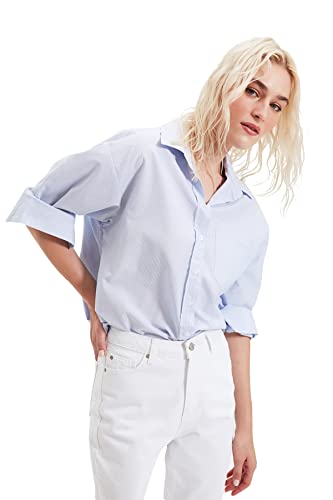 Trendyol Hellblaue Streifen Freundhemd, klar blau, von TRENDYOL