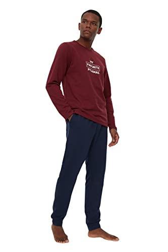 Trendyol Herren 2er-Pack Gedruckt Lange Ärmel Lounge/Zuhause Regulär Pyjama-Set von TRENDYOL