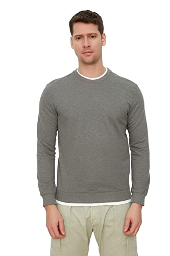 Trendyol Herren Anthracite Male Basic Regular Fit Sweatshirt, Anthracite, XL EU von TRENDYOL