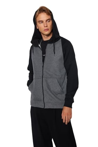 Trendyol Herren Hoodie, Colorblock, regulär Sweatshirt, anthrazit, XL Trendyol Herren Hoodie, Colorblock, regulär Sweatshirt, anthrazit, XL von TRENDYOL