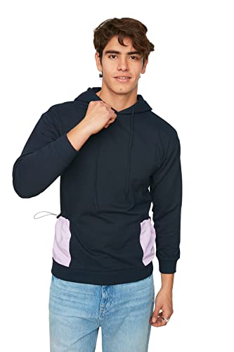 Trendyol Herren Kapuzen, einfarbig Sweatshirt, Marineblau, X-Large von TRENDYOL