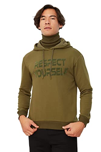 Trendyol Herren Kapuzensweatshirt, einfarbig Sweatshirt, Khaki, S von TRENDYOL