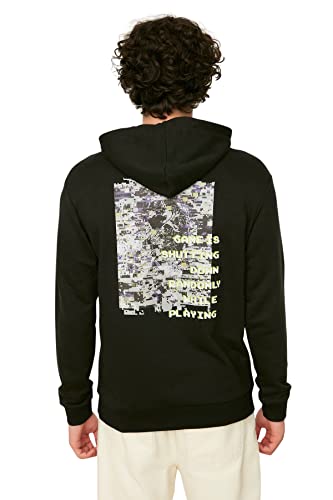 Trendyol Herren Kapuzensweatshirt, einfarbig Sweatshirt, Schwarz, S von TRENDYOL