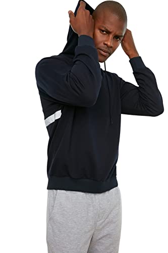 TRENDYOL Herren Kapuzensweatshirt in Oversize-Optik Sweatshirt, Marineblau, L von TRENDYOL