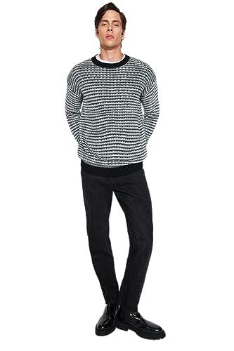 Trendyol Herren Man Regular fit Basic Crew Neck Woven Sweater Pullover, Black, M von TRENDYOL