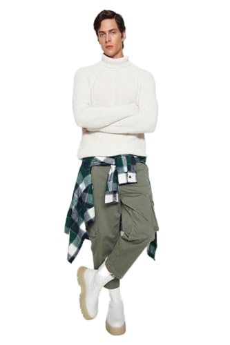 Trendyol Herren Man Regular fit Basic High Neck Knitwear Sweater Pullover, Ecru, M von TRENDYOL