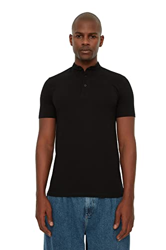 Trendyol Herren Mens Slim Fit 100% Baumwolle Richterkragen Kurzarm Collar Tshirt Polo Shirt, Schwarz, M EU von TRENDYOL