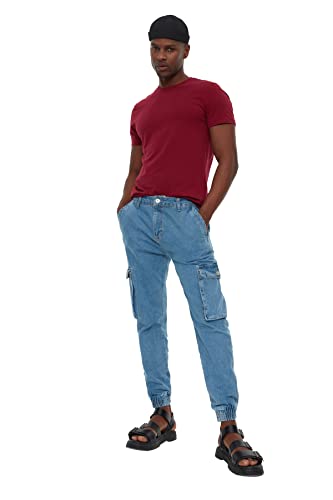 Trendyol Herren Navy Blue Male Loose Fit Cargo Jogger Jeans, Navy, 36 EU von TRENDYOL