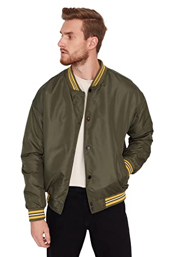 Trendyol Herren Oversize Bomberjacken Plain Webstoff Winterjacke Coat, Khaki, l Trendyol Herren Oversize Bomberjacken Plain Webstoff Winterjacke Coat, Khaki, l von TRENDYOL