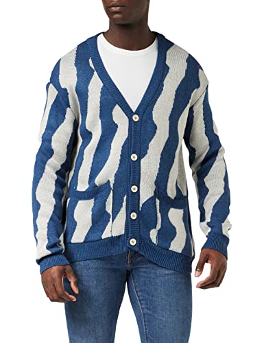 Trendyol Herren Oversize-Cardigan mit Reverskragen, Colorblock Pullover, Indigo, X-Large von TRENDYOL