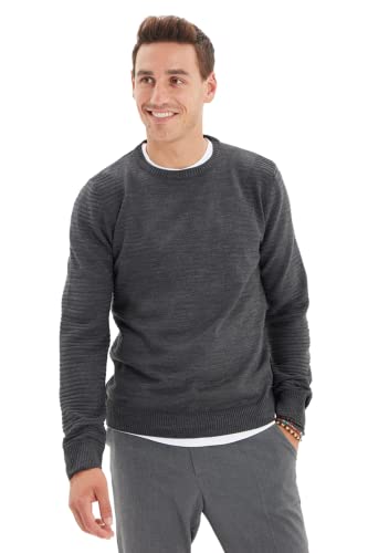 Trendyol Herren Plain Crew Neck Jumper Pullover, anthrazit, Large von TRENDYOL