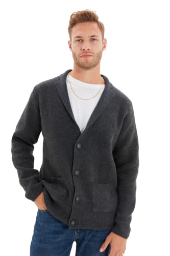 TRENDYOL MAN Men's Cardigan, Anthracite, X-Large von TRENDYOL