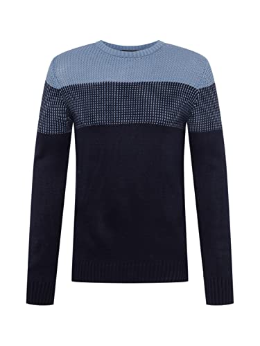 Trendyol Herren Rollkragen Colorblock Slim Sweater Sweatshirt, Dunkles Marineblau, XL von TRENDYOL