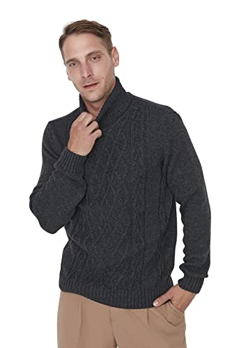 Trendyol Herren Rollkragenpullover Ajouré Slim Sweatshirt, anthrazit, Medium von TRENDYOL