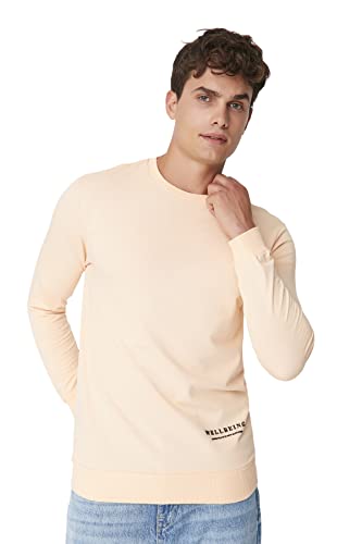 Trendyol Herren Rundhalsausschnitt und Slogan Regular Sweatshirt, Rose, L von TRENDYOL