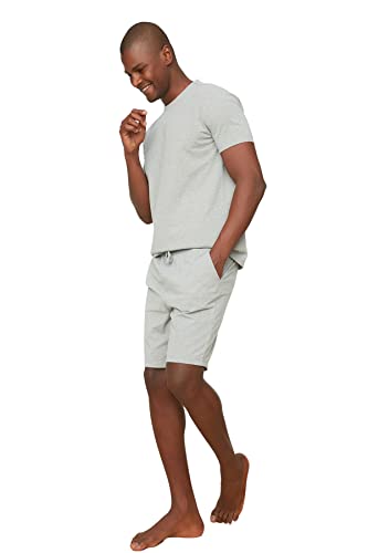 Trendyol Herren Set, einfarbig, gestrickt Pyjama, grau, S von TRENDYOL