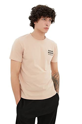 Trendyol Herren Slim Standard Crew Neck Woven T-Shirt Hemd, beige, XL Trendyol Herren Slim Standard Crew Neck Woven T-Shirt Hemd, beige, XL von TRENDYOL