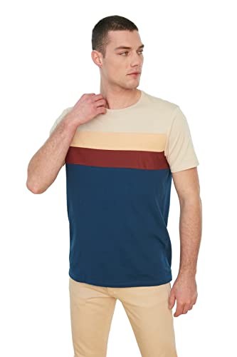 Trendyol Herren Slim Standard Rundhals Woven T-Shirt Hemd, beige, S von TRENDYOL