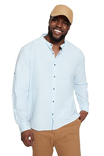 Trendyol Man Plus Size Regular fit Basic Mandarin Collar Woven Plus Size Shirt Hemd, Trendyol Man Plus Size Regular fit Basic Mandarin Collar Woven Plus Size Shirt Hemd, von TRENDYOL