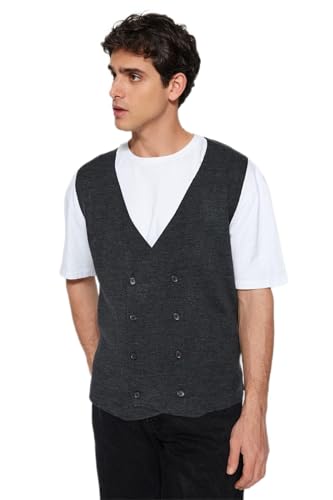 Trendyol Men's Herren Gerade Lange Ärmel Schlank Weste Waistcoat, Anthracite, L Trendyol Men's Herren Gerade Lange Ärmel Schlank Weste Waistcoat, Anthracite, L von TRENDYOL