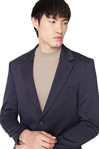 Trendyol Men's Herren Größen Regular Basic Plain Webstoff Jacke Coat, Navy Blue, 50 von TRENDYOL