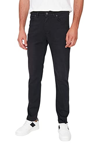 Trendyol Men's Herren Mittlerer Bund Slim Jeans, Black, 31 von TRENDYOL