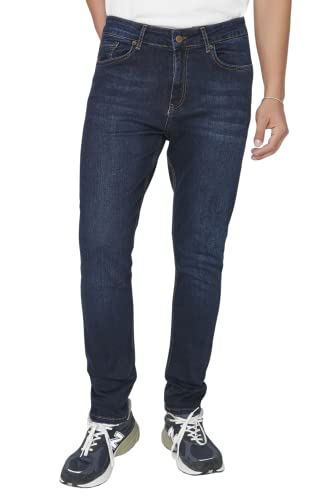 Trendyol Men's Herren Mittlerer Bund Tapered Jeans, Navy Blue, 32 von TRENDYOL