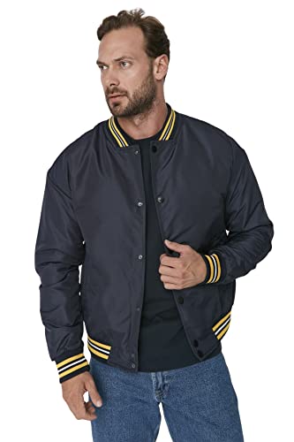Trendyol Men's Herren Oversize Bomberjacken Plain Webstoff Winterjacke Coat, Navy Blue, L von TRENDYOL