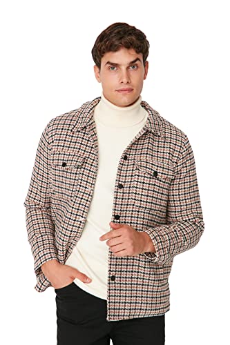 Trendyol Men's Herren Regular Basic Plaid Webstoff Winterjacke Coat, Camel, M von TRENDYOL