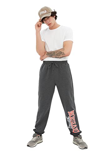 Trendyol Men's Herren Young Mittlerer Bund Jogginghose Sweatpants, Anthracite, S von TRENDYOL