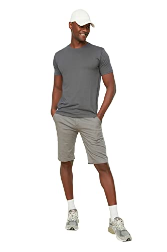 Trendyol Men's Männlicher Basic regelmäßiger Passform Runder Kragen Kurzarm T-Shirt, Anthracite, Small von TRENDYOL